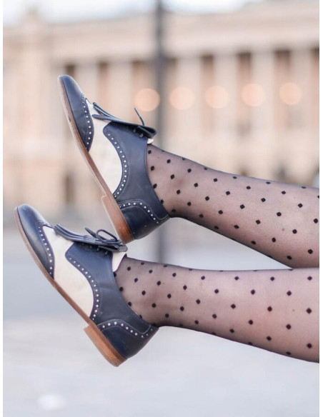 Collant Plumetis pois moyen marine