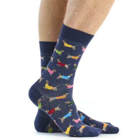 Chaussettes-Coton-pom-de-pin-bleu-tekel-multi-homme