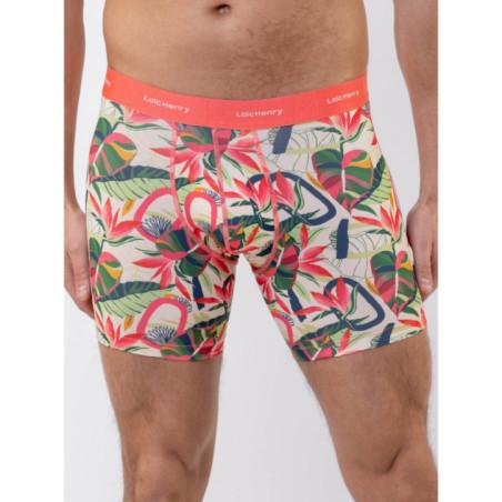 Boxer Long Loic Henry Microfibre Imprimé Tropical