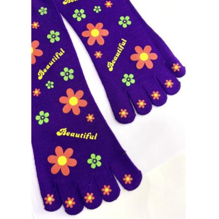 Chaussettes 5 doigts Happy Fleurs Indigo