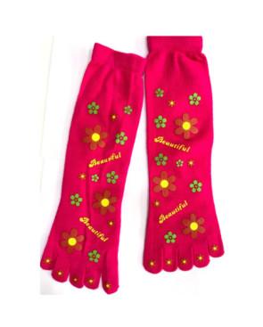 chaussettes-coton-5-doigts-Happyflowers-fushia