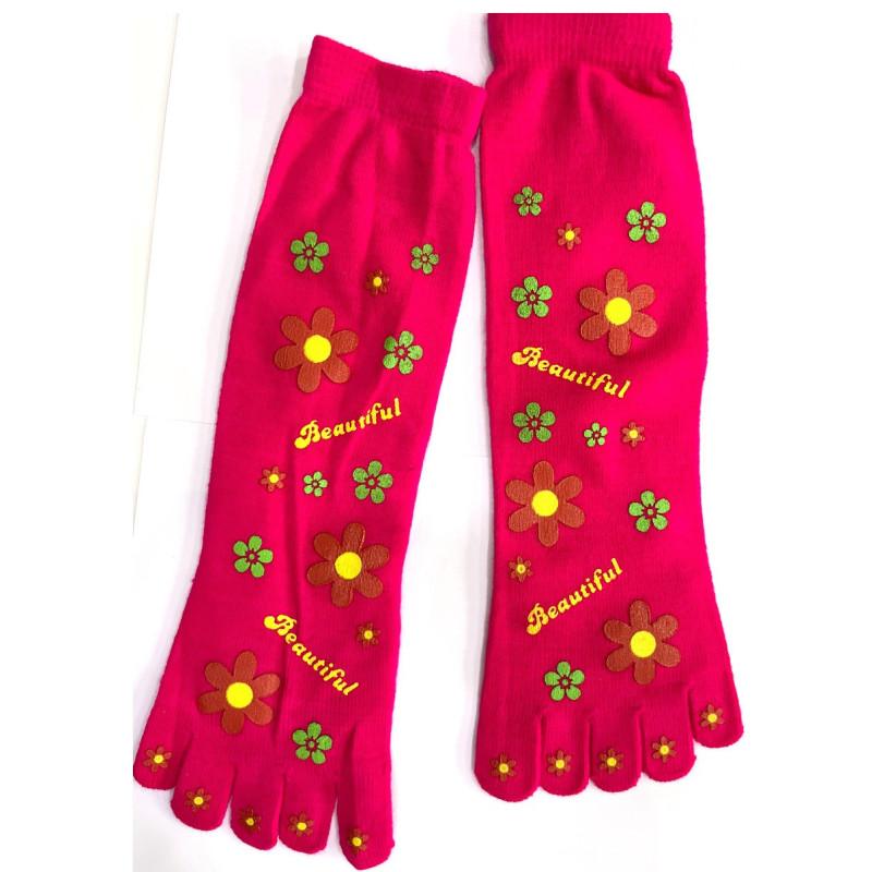 Chaussettes 5 doigts Happy Fleurs fushia
