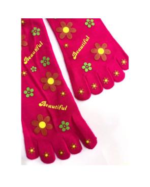 Chaussettes 5 doigts Happy Fleurs fushia