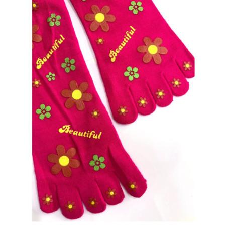 Chaussettes 5 doigts Happy Fleurs fushia