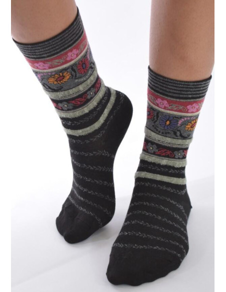 Chaussettes Les petits Caprices Rayées angora noires