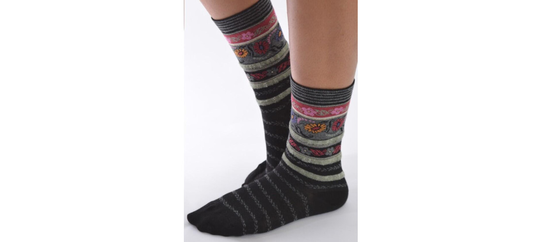 Chaussettes Les petits Caprices Rayées angora noires