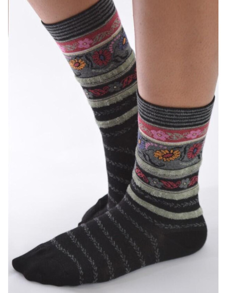 Chaussettes Les petits Caprices Rayées angora noires