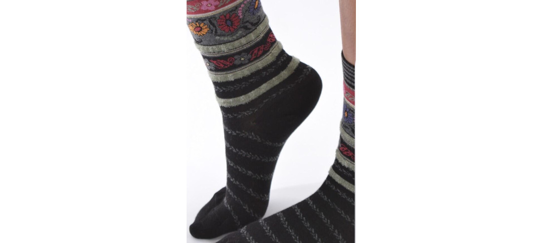 Chaussettes Les petits Caprices Rayées angora noires