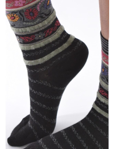 Chaussettes Les petits Caprices Rayées angora noires