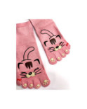 Chaussettes 5 Doigts Chats Moustaches Rose