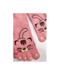Chaussettes 5 Doigts Chats Moustaches Rose