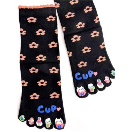chaussettes-coton-5-doigts-LOVE-CUP-noir