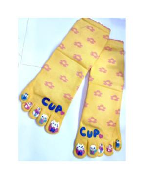  chaussettes-coton-5-doigts-LOVE-CUP-JAUNE
