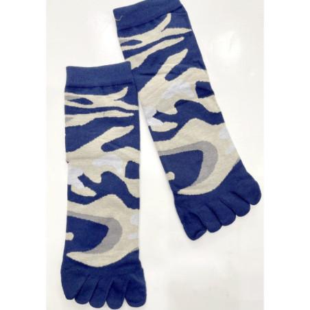 chaussettes-coton-5-doigts-tendance-camouflage-bleu