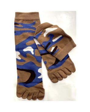 chaussettes-coton-5-doigts-tendance-camouflage-marron