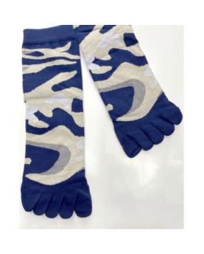  chaussettes-coton-5-doigts-tendance-camouflage-bleu-détail