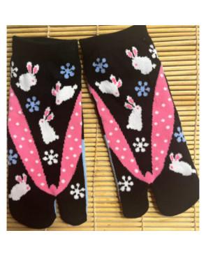 Chaussettes Japonaise Tabis  Lapins tongs fleuri