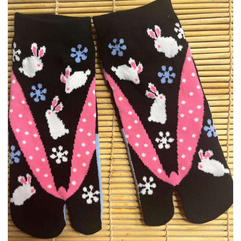 Chaussettes Japonaise Tabis  Lapins tongs fleuri