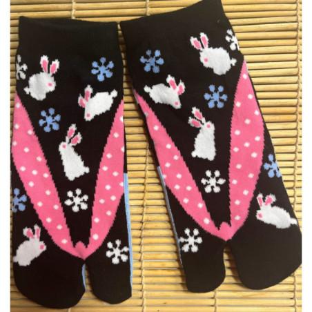 Chaussettes Japonaise Tabis  Lapins tongs fleuri