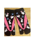 Chaussettes Japonaise Tabis  Lapins tongs fleuri
