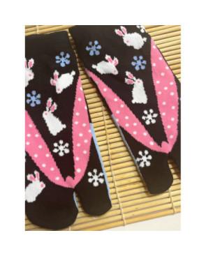 Chaussettes Japonaise Tabis  Lapins tongs fleuri