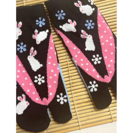 Chaussettes Japonaise Tabis  Lapins tongs fleuri
