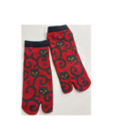 Chaussettes Japonaises Tabis Chatons veloute rouge
