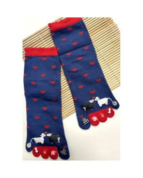 chaussettes-coton-5-doigts-mouton-amoureux-bleu
