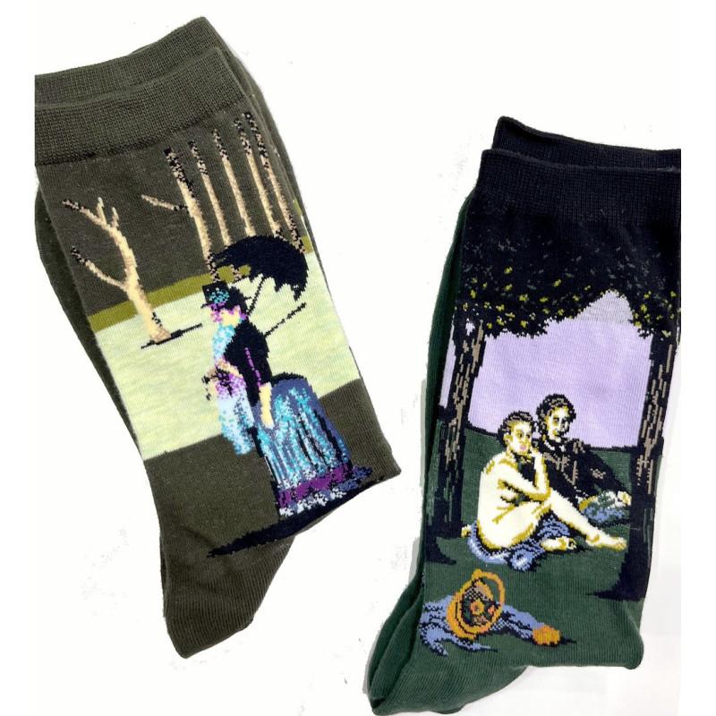 Duo de chaussettes Art Museum Seurat Manet Post Moderne
