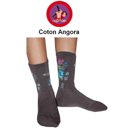 Chaussettes Les petits Caprices  A fleurs choco