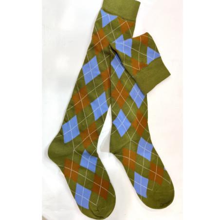 Mi-bas-coton-Argyle-brun-kiwi-ciel-tendance-caprices