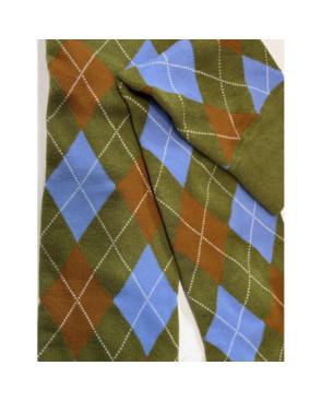 Mi-bas-coton-Argyle-brun-kiwi-ciel-tendance-caprices-détail
