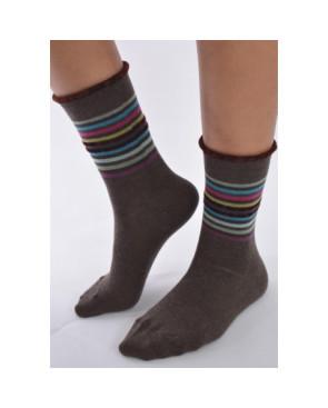 Chaussettes Les petits Caprices  rayures choco