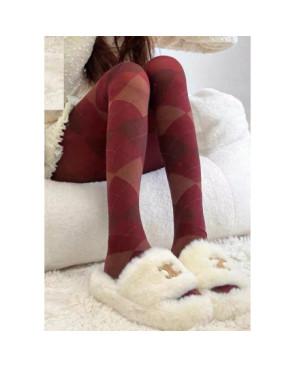 Collant-opaque-losanges-large-rouge-bodeaux-porté