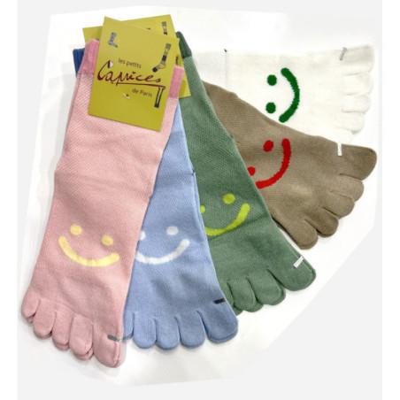 Chaussettes-5-doigts-Smile-coton-maille-piqué-assortiment