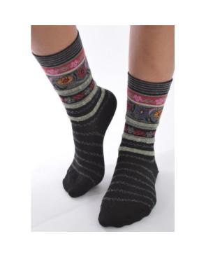 Chaussettes Les petits Caprices Rayées angora noires