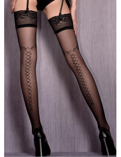 Bas JArretière effet résille à noeud très chic 2