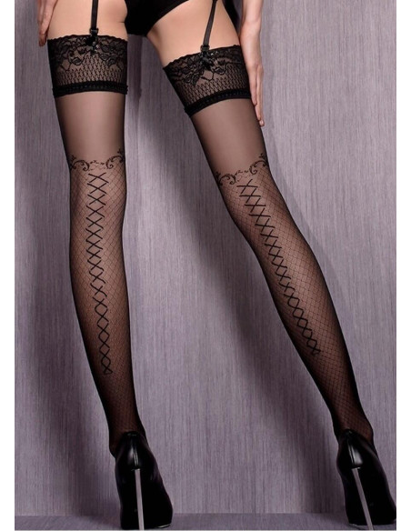 Bas JArretière effet résille à noeud très chic