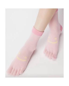 Chaussettes-5-doigts-Smile-coton-maille-piqué-rose-tendre