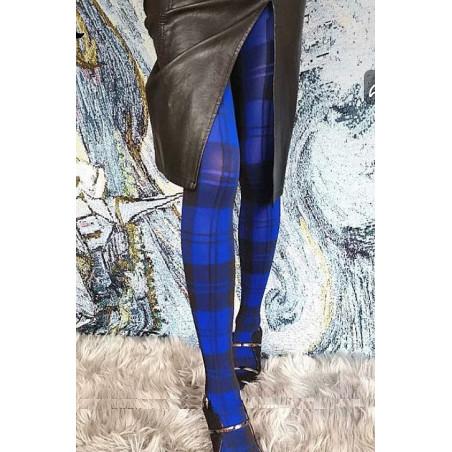 collant Opaque Carreaux Ecossais tendance Bleu