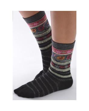  Chaussettes Les petits Caprices Rayées angora noires