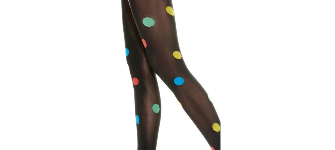 Collant NOIR OPAQUE à pois DE COULEURS