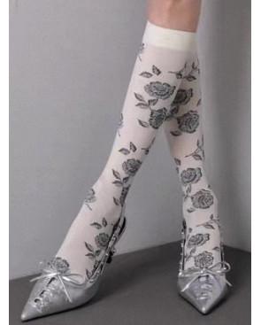  Mi-bas-microfibre-opaque-fleurs-noires-imprimées-croisés