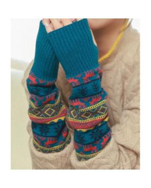 Mitaines-manchons-tricotées-norvégien-turquoise