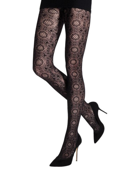 Collant noir Dentelle chic raffiné Emilio Cavallini