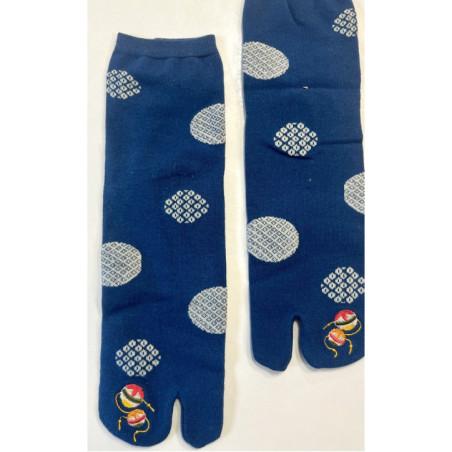 Chaussettes-LPC-coton-bleu-boule-déco-blanche