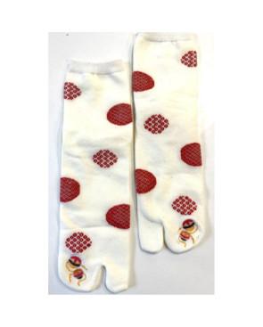  Chaussettes-LPC-coton-blanc-boule-déco-rouge