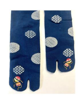  Chaussettes-LPC-coton-bleu-boule-déco-blanche-détail