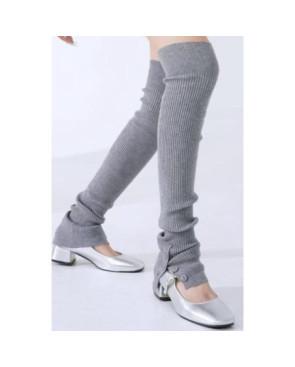 Guêtres-fines-cotes-classique-Gris-boutonnées