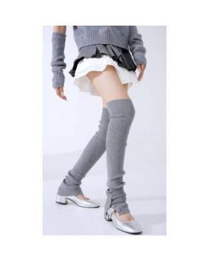  Guêtres-fines-cotes-classique-Gris-boutonnées-tendance